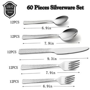 Fourniture directe d'usine de qualité supérieure en acier inoxydable personnalisé dîner couverts outils argentés gravés couverts ensembles ustensiles creux - Product Image 2