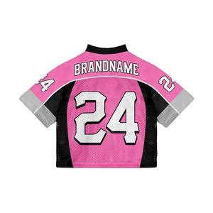 100% Polyester haute qualité grande taille épaule tombante Sublimation maille tissu col en V Baseball Jersey t-shirts pour hommes - Product Image 2
