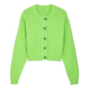 TITLISTS Pull à manches longues mince et jolies dames en laine torsadée tricoté pour femmes Pull à boutons décontracté à manches longues - Product Image 4