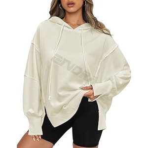 2025 ropa de otoño para mujer, suéter con capucha con logotipo personalizado para mujer, sudaderas informales con capucha de color sólido en blanco - Product Image 1