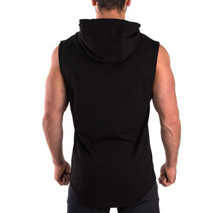 Ropa de calle Casual personalizado entrenamiento gimnasio Sudadera con capucha sin mangas culturismo transpirable sin mangas Sudadera con capucha Unisex Color sólido ropa de hombre - Product Image 2