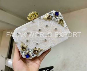 Bolso de Mano de Lujo para Mujer, Accesorio de Moda para Bodas de Diseñador, Hecho a Mano, Decoración de Perlas de Resina, FWE - Product Image 4