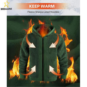 Men Hoodies Zip Up Sherpa Lined Sweatshirts Heavyweight Thick <b>Warm</b> <b>Fleece</b> Winter Jacket. - Product Image 3