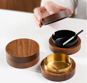ที่เขี่ยบุหรี่ไม้อะคาเซียกันลมสไตล์ตะวันตกย้อนยุคที่เขี่ยบุหรี่ - Product Image 5