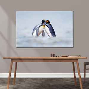 ผ้าใบพิมพ์ลายเพนกวิน - ของตกแต่งห้องรูปเพนกวินกอดกัน,1P:Gallery Wrapped - Product Image 1