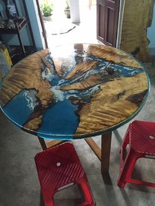 <b>RESIN</b> HANDCRAFT ROUND EPOXY <b>RESIN</b> <b>TABLE</b> <b>FOR</b> DINING ROOM Furniture <b>Wood</b> and <b>Resin</b> River <b>Table</b> <b>for</b> Home Office - Product Image 5