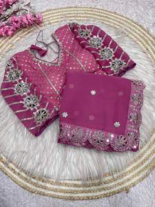 ชุดสำหรับเจ้าสาวในงานปาร์ตี้สีดำผ้าจอร์เจียดีไซน์อินเดียสุดพิเศษสุดอินเทรนด์ - Product Image 2