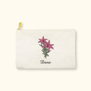 Bolsa de Maquillaje de Lona Personalizada con Flor de Nacimiento, Gran Capacidad, con Cierre de Cremallera, Regalo para el Día de la Madre o Cumpleaños para Mamá o Abuela - Product Image 2