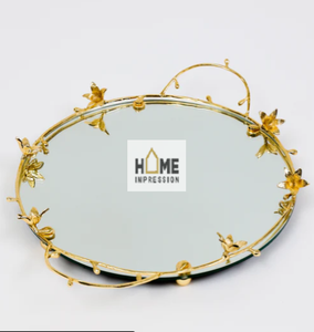 Luxurious Decorative Serving <b>Tray</b> Made of Gold Metal <b>Trays</b> <b>Mirror</b> Decorative Serving <b>Trays</b> Handmade Metal Decorative <b>Trays</b> - Product Image 5