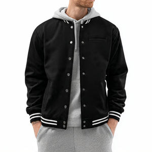 Vestes bomber universitaires à col rond pour hommes, boutonnées, veste universitaire à col rond pour hommes, veste de baseball universitaire d'hiver pour hommes, haut pour hommes - Product Image 1