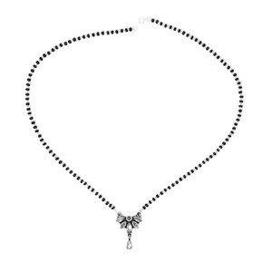 Collar de Mangalsutra de Zirconia cúbica de Plata de Ley 925, cuentas negras tradicionales y cadena, collares de cuentas finas, regalo para ella - Product Image 1