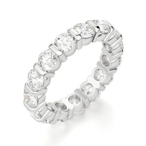 Conjunto de barra de diamante de corte redondo Alianza de boda de eternidad completa para mujer - Product Image 3