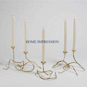 Gold Plated Aluminum Material Christmas Candle Holders 5 Arms Deluxe Quality <b>Large</b> Branches Design Handmade Metal Candle Holder - Product Image 2