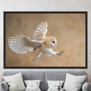 Impresión en lienzo de arte de búho campestre - Decoración de vida silvestre, arte de pared con animales, 1P: Enmarcado en negro - Product Image 1