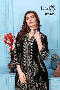 Traje Salwar bordado de Georgette pesado de último diseñador Ropa india y pakistaní - Product Image 2