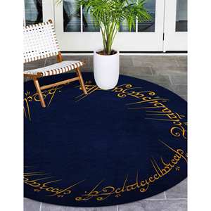 Alfombra Circular Azul Marino: Decoración para Sala de Cine, Alfombra Antideslizante, con Pelo Suave - Product Image 3
