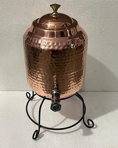 Soporte de dispensador de agua de cobre martillado de 5 litros, contenedor de filtro de agua fría pura, vasos de cobre superior - Product Image 3