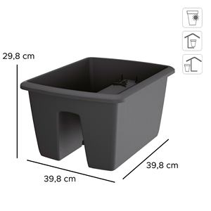 RESPANA RAILING 13L. jardinière, dimensions (mm) 398x298x209, couleur anthracite - Product Image 2