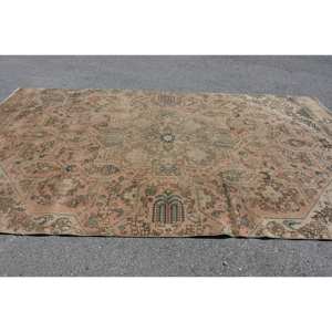 Classique Beige Vert 7.2X12.6 ft Aubusson Design Tapis En Laine Turque À La Main Patchwork Rectangle pour Salon Couloir Latex - Product Image 3