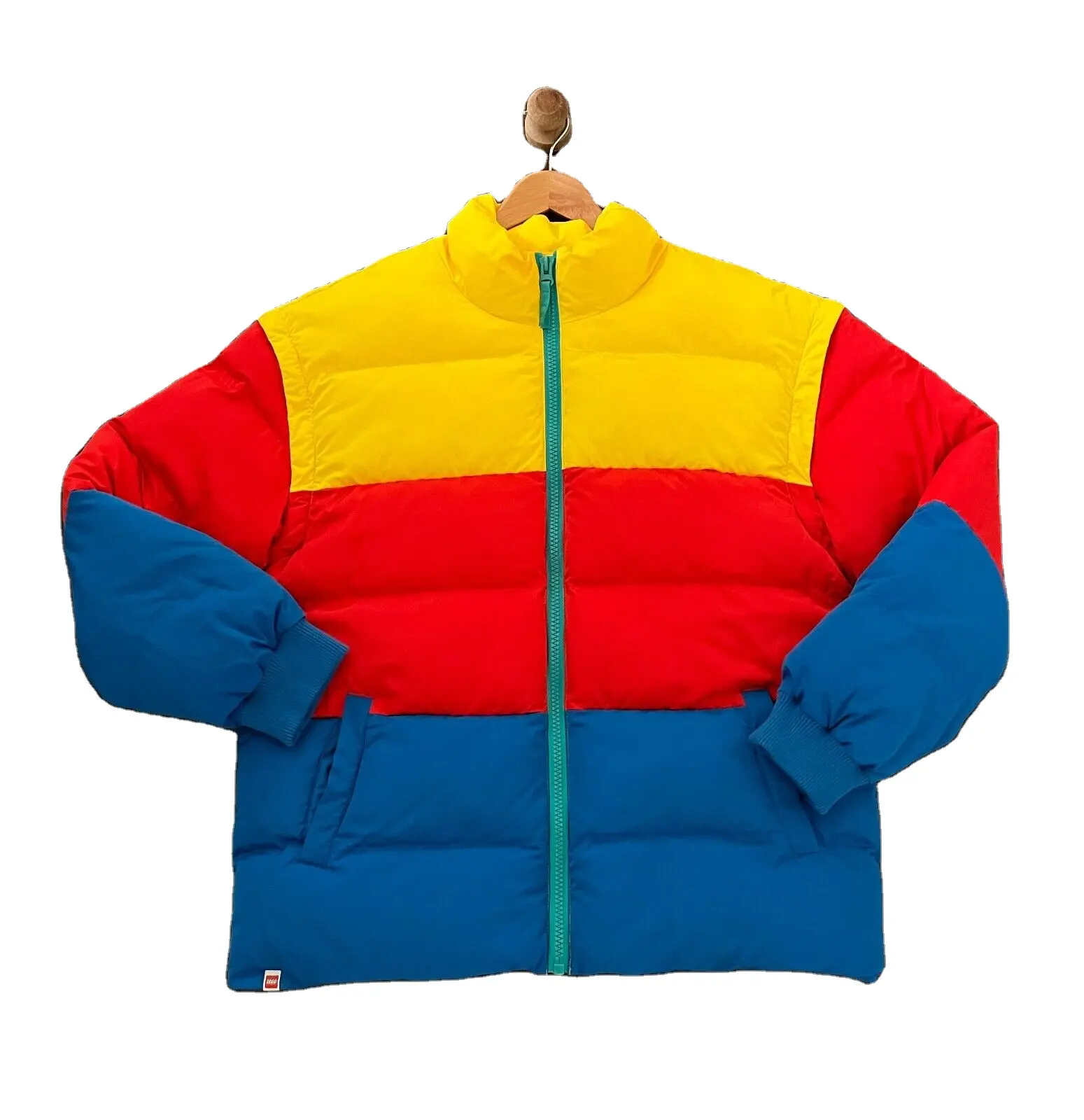 Color Block Herren Puffer Jacken mantel M Mittel Gelb/Rot/Blau