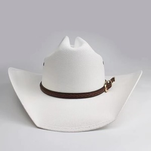 2023 Unisex verano Western Jazz sombrero de vaquero tejido a mano conjunto duro transpirable con circunferencia ajustable para escenarios Casuales - Product Image 4