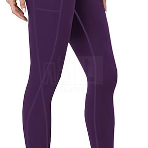 Leggings de yoga pour femmes de couleur violette fabriqués en usine, vêtements de sport à séchage rapide, leggings de yoga pour femmes - Product Image 3