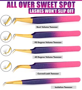 Pince à épiler à pointe en fibre pour extensions de cils dégradées de qualité supérieure pour extension de cils - Product Image 5