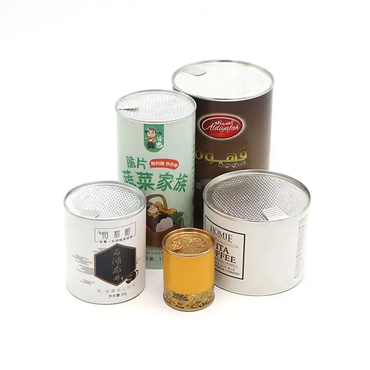 custom aluminium foil paper airtight can cylinder packaging paper composite can food paper tubes packaging