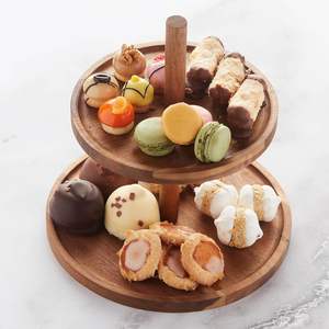 Support à gâteau en bois d'acacia à 2 étages, élégant, fait à la main en Inde, support poli pour la maison, les restaurants, les hôtels et les choix commerciaux à prix de gros - Product Image 3
