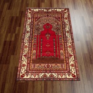 Vintage Design Rugs, Vintage Rug Design Prayer, <b>Red</b> Rugs, Muslim Home Rugs,With Pile Soft Rug - Product Image 1