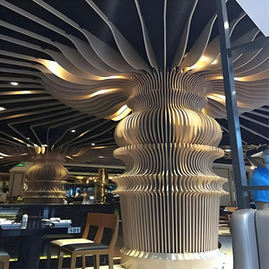 Décoration de <span class=keywords><strong>plafond</strong></span> en bois d'aluminium, aspect bois, plafonds à lattes ondulées en aluminium 3D, <span class=keywords><strong>lames</strong></span> de lattes <span class=keywords><strong>métalliques</strong></span>, design de <span class=keywords><strong>faux</strong></span> <span class=keywords><strong>plafond</strong></span> - Product Image 2