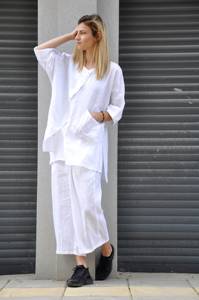 Áo sơ mi linen trắng tự nhiên, kiểu <span class=keywords><strong>tunic</strong></span>, <span class=keywords><strong>size</strong></span> lớn, dành cho nữ, áo linen, áo kiểu <span class=keywords><strong>tunic</strong></span> rộng rãi, <span class=keywords><strong>size</strong></span> lớn - Product Image 3