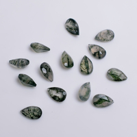 Batu Permata Hijau Moss Agate Berkualitas Tinggi Potongan Pear Cemerlang Alami untuk Pembuatan Perhiasan Vikas Gems Model VG-3153 8.0x5.0x4.0 mm