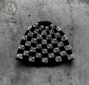 KD <b>Beanie</b> Manufacture Custom OEM ODM <b>Streetwear</b> Patch Logo Luxury Crystal Pearls Rhinestones Knit <b>Beanie</b> - Product Image 3