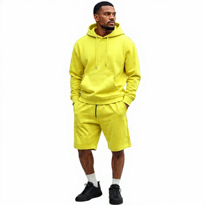 Ensemble sweat à capuche d'hiver pour hommes Streetwear d'hiver Fleece Hood Top Jogger Sweat Shorts Set Men - Product Image 1