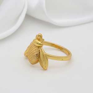 Anillo exclusivo de diseño de abeja de miel de estilo étnico hecho a mano chapado en oro de 18 quilates accesorios de latón de moda para hombres y mujeres - Product Image 3