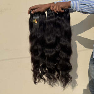 Extensions de cheveux humains indiens bruts non traités, ondulés, à cuticules alignées, en vrac, pour tissage - Product Image 2