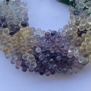 4mm 6mm 8mm Natural Multi fluorita piedra facetada Briolette lágrima cuentas hebras al mejor precio de fábrica al por mayor en línea India - Product Image 4