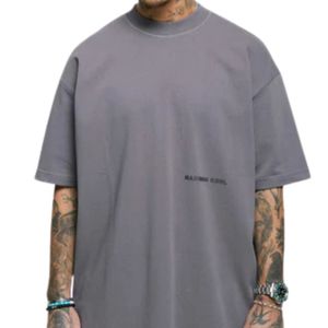 T-shirt surdimensionné Core gris 300 GSM Jersey de coton de poids moyen Coupe décontractée Boxy Épaule tombante Cou côtelé Streetwear de luxe - Product Image 6