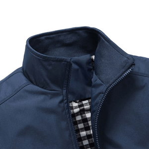 2020 nouveau Design hommes formel hiver veste à manches longues 100% Polyester Bomber support avant fermeture éclair couleurs personnalisées toile tissu - Product Image 4