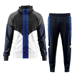 Vente en gros Ensemble coupe-vent à capuche personnalisé pour homme imperméable et athlétique Survêtement coupe-vent en nylon Softshell zippé pour hommes - Product Image 2