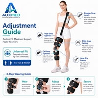 Attelle de genou réglable post-chirurgie avec articulation articulée ROM et sangle d'épaule amovible pour la stabilisation de la jambe