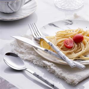 Juego de cubiertos de cabeza de plata de lujo con mango de mármol de diseño, cubiertos multiusos para comedor, servir cocina y mesa de fiesta - Product Image 3