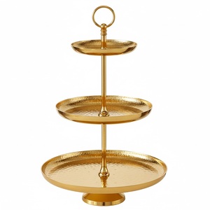 Elegant 3 Tier Gold Metal Eco-Friendly Modern Cake <b>Stand</b> Handcrafted Hammered Finish Dessert Display <b>Cupcake</b> Holder Wedding - Product Image 6