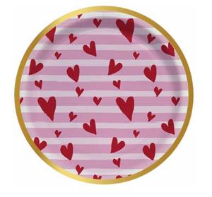Assiette en papier coeur moderne pour la Saint-Valentin 350 GSM Foil 8PC (Design, Specs & Pack Qté personnalisable) - Product Image 1