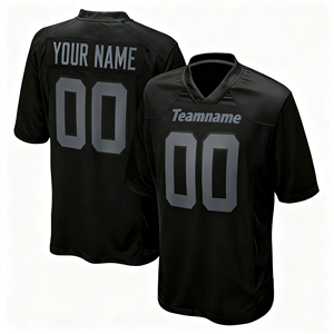 Maillots de football américain noir et blanc personnalisés pour hommes uniformes d'équipe vêtements de sport à col en V avec impression de nom et de numéro - Product Image 4
