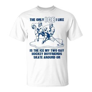Deux t-shirts promotionnels de hockey gay : le seul glace que j'aime, c'est la glace de mon équipe de hockey gay. - Product Image 1
