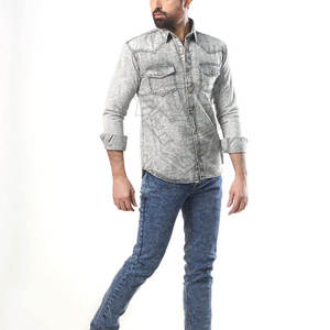 เสื้อเชิ้ตยีนส์ผู้ชาย แขนยาว ผ้าฝ้าย 100% สไตล์ลำลอง ราคาถูก ขายดี - Product Image 4