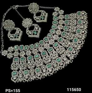 Conjunto de joyería chapada en plata Kundan tradicional indio y conjunto de collar de cobre para mujeres y niñas accesorios indios joyería Mujer - Product Image 4