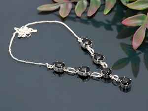 Collier solitaire en argent sterling 925 fait main pour enfants, pierre précieuse en spinelle noir taille goutte, certifié IGI, cadeau élégant - Product Image 5